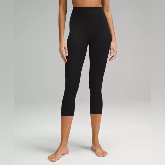 Lululemon Align Ribbed High-Rise Crop 23" leggings size 8 in black nulu yoga - Picture 2 of 14